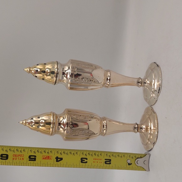 Vintage LaFrance salt and pepper shakers metal plated USA made SPC - Picture 7 of 11